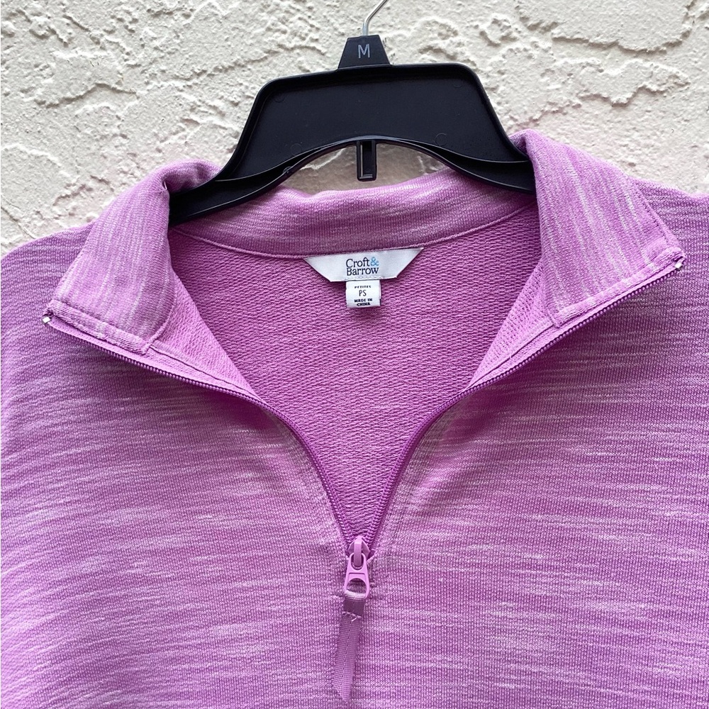 Croft & Barrow Top Zipper Turtleneck Pullover Purple Silver Stripes - Picture 5 of 16